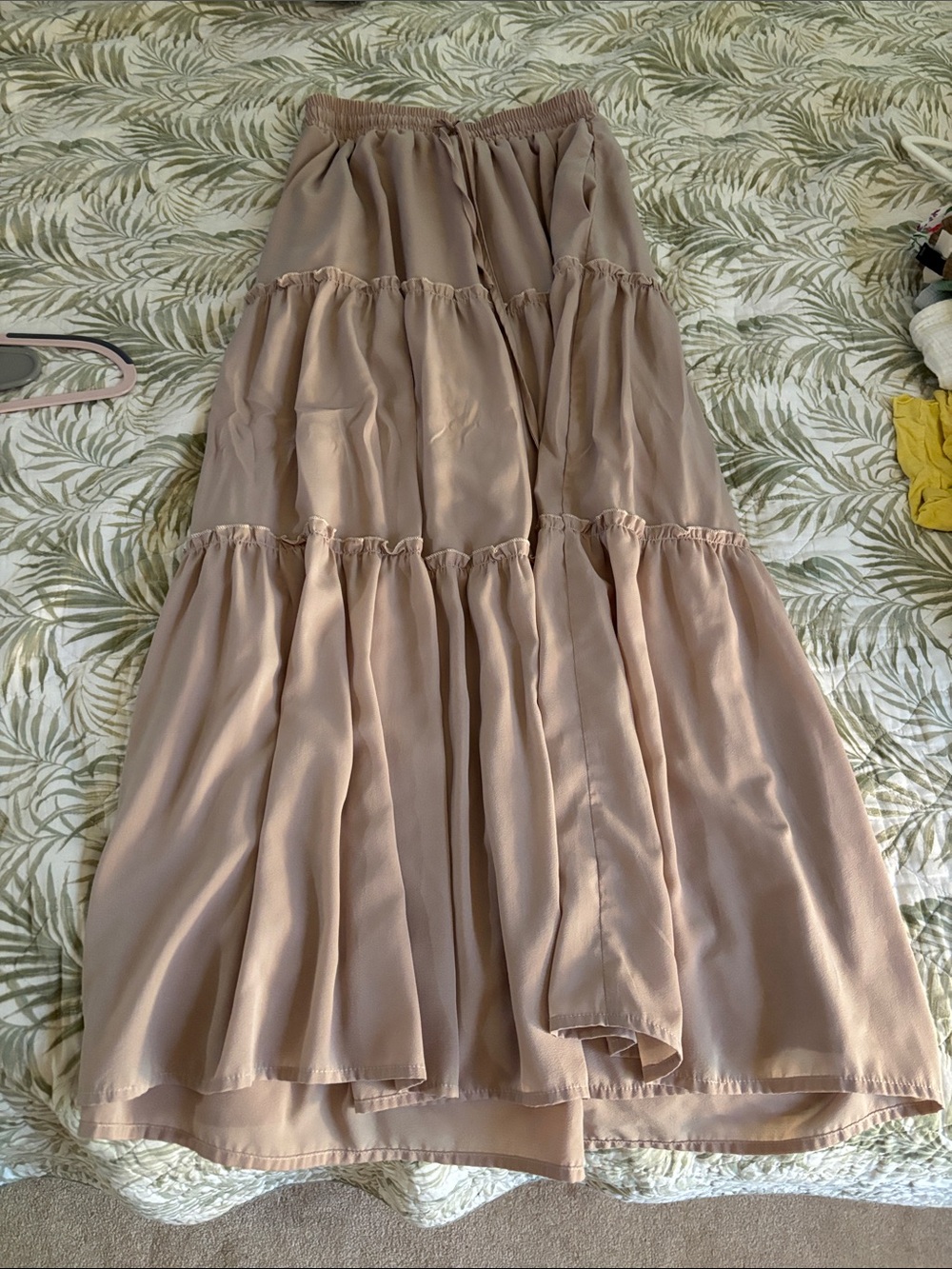 Amazon Beige Tiered Maxi Skirt